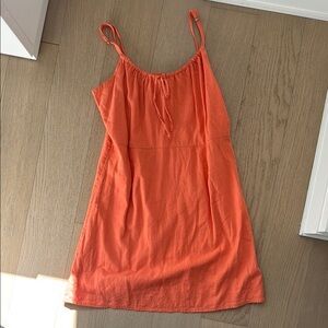 BP Womens Spaghetti Strap Linen Blend Mini Dress Coral Size Medium